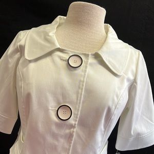Style & Co White Short Sleeve Petite Jacket with Peter Pan Collar NWT Size 8P